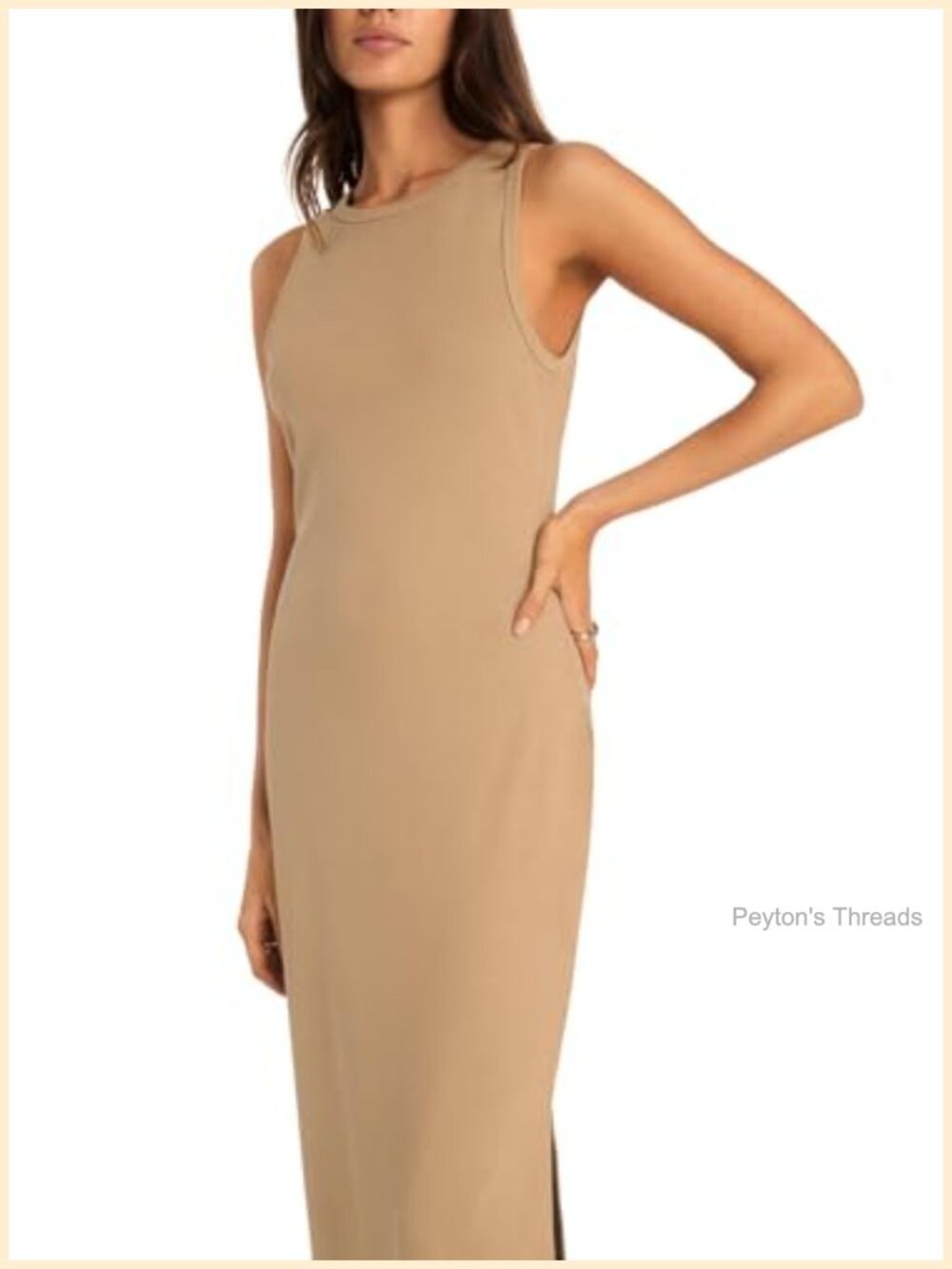 Essential Midi Dress Cotton Rib Sleeveless Casual